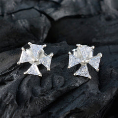 Cubic-Zirconia-Egyptian-Audrey-multiple-Stud-White-Silver-Earring