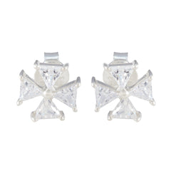 Cubic-Zirconia-Egyptian-Audrey-multiple-Stud-White-Silver-Earring