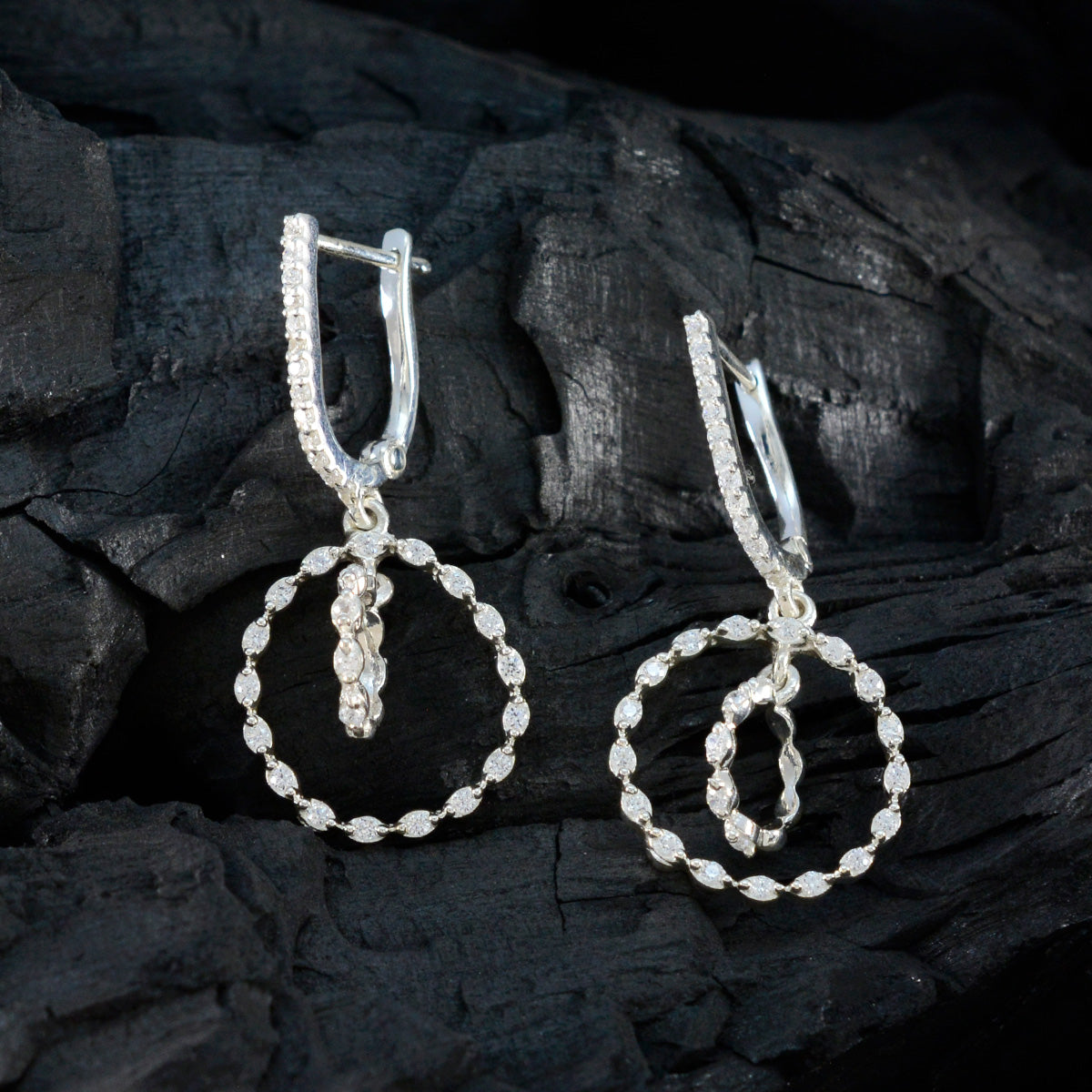 Zirkonia-Amerikanische-Amanda-Mehrfach-Ohrstecker-Weiß-Silber-Ohrring