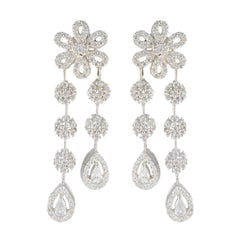 Cubic-Zirconia-Indian-Dewii-multiple-Stud-White-Silver-Earring