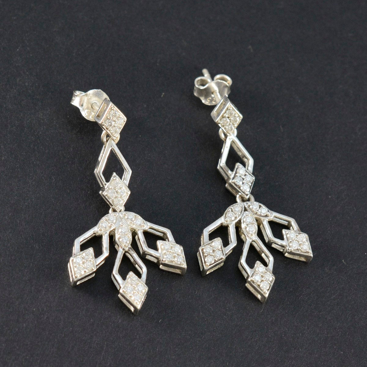 Cubic-Zirconia-Indian-Kristine-multiple-Stud-White-Silver-Earring