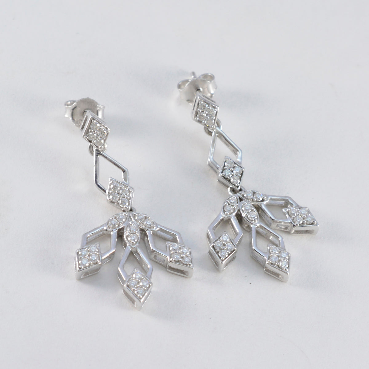 Cubic-Zirconia-Indian-Kristine-multiple-Stud-White-Silver-Earring