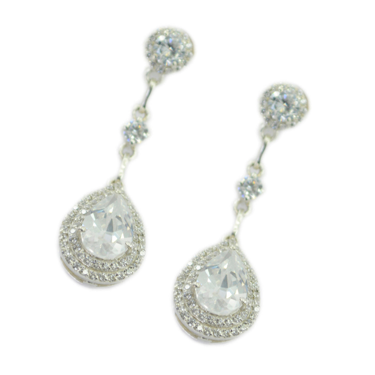 Cubic-Zirconia-Indian-Riya-multiple-Stud-White-925-Silver-Earring