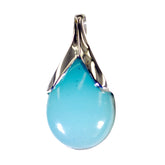 Aqua Chalcedony Mid-weight American Silver Solitaire Aqua Pendant