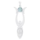 Aqua Chalcedony Whisper-thin French Silver Solitaire Aqua Pendant