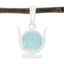 Aqua Chalcedony Delicate German Sterling Silver Solitaire Aqua Pendant