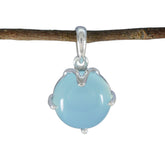 Aqua Chalcedony Whisper-thin Italian Sterling Silver Solitaire Aqua Pendant