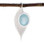 Aqua Chalcedony Dainty Italian Sterling Silver Solitaire Aqua Pendant