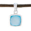 Aqua Chalcedony Dainty French Silver Solitaire Aqua Pendant