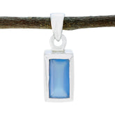 Aqua Chalcedony Delicate German 925 Silver Solitaire Aqua Pendant