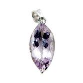 Amethyst Featherlight Italian 925 Silver Solitaire Purple Pendant