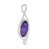 Amethyst Delicate Italian Sterling Silver Solitaire Purple Pendant