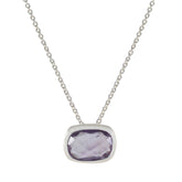 Amethyst Classic French 92.5 Silver Solitaire Purple Pendant