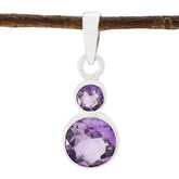 Amethyst Dainty Latin American Sterling Silver Toi et Moi Purple Pendant