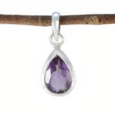 Amethyst Delicate German Sterling Silver Solitaire Purple Pendant