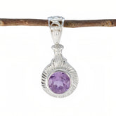 Amethyst Tiny French 925 Silver Solitaire Purple Pendant
