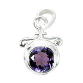 Amethyst Whisper-thin French Silver Solitaire Purple Pendant
