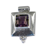 Amethyst Featherlight French Silver Solitaire Purple Pendant