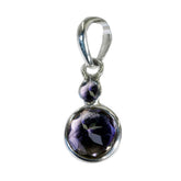 Amethyst Whisper-thin German Sterling Silver Solitaire Purple Pendant