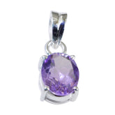 Amethyst Dainty Italian 925 Silver Solitaire Purple Pendant