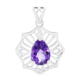 Amethyst Delicate Italian 925 Silver Solitaire Purple Pendant