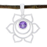 Amethyst Dainty French Silver Solitaire Purple Pendant