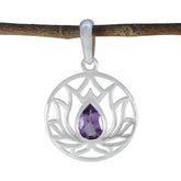 Amethyst Dainty Italian Sterling Silver Solitaire Purple Pendant