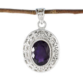 Amethyst Statement German Sterling Silver Solitaire Purple Pendant