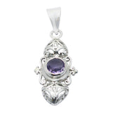 Amethyst Featherlight Italian 925 Silver Solitaire Purple Pendant