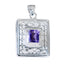 Amethyst Edgy German Sterling Silver Solitaire Purple Pendant