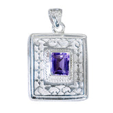 Amethyst Edgy Deutsch Sterling Silber Solitär Lila Anhänger