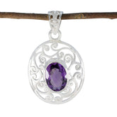Amethyst Eye-catching Italian 925 Silver Solitaire Purple Pendant