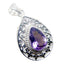 Amethyst Essential Italian 92.5 Silver Solitaire Purple Pendant