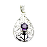 Amethyst Eye-catching Spanish 92.5 Silver Solitaire Purple Pendant