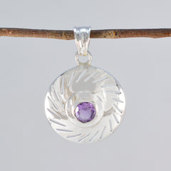 Pendentif Ava Art-Déco violet en argent et améthyste