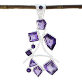 Amethyst Edgy Russian Sterling Silver multiple Purple Pendant