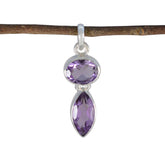 Amethyst Whisper-thin Russian 925 Silver Toi et Moi Purple Pendant