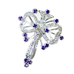 Pendentif violet en argent sterling et améthyste africaine