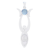 Blue Chalcedony Whisper-thin Italian 925 Silver Solitaire Blue Pendant