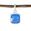 Blue Chalcedony Dainty Italian 925 Silver Solitaire Blue Pendant