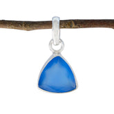Blue Chalcedony Dainty Latin American Sterling Silver Solitaire Blue Pendant