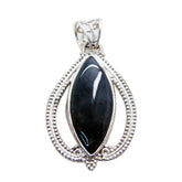 Black Onyx Statement Egyptian Sterling Silver Solitaire Black Pendant
