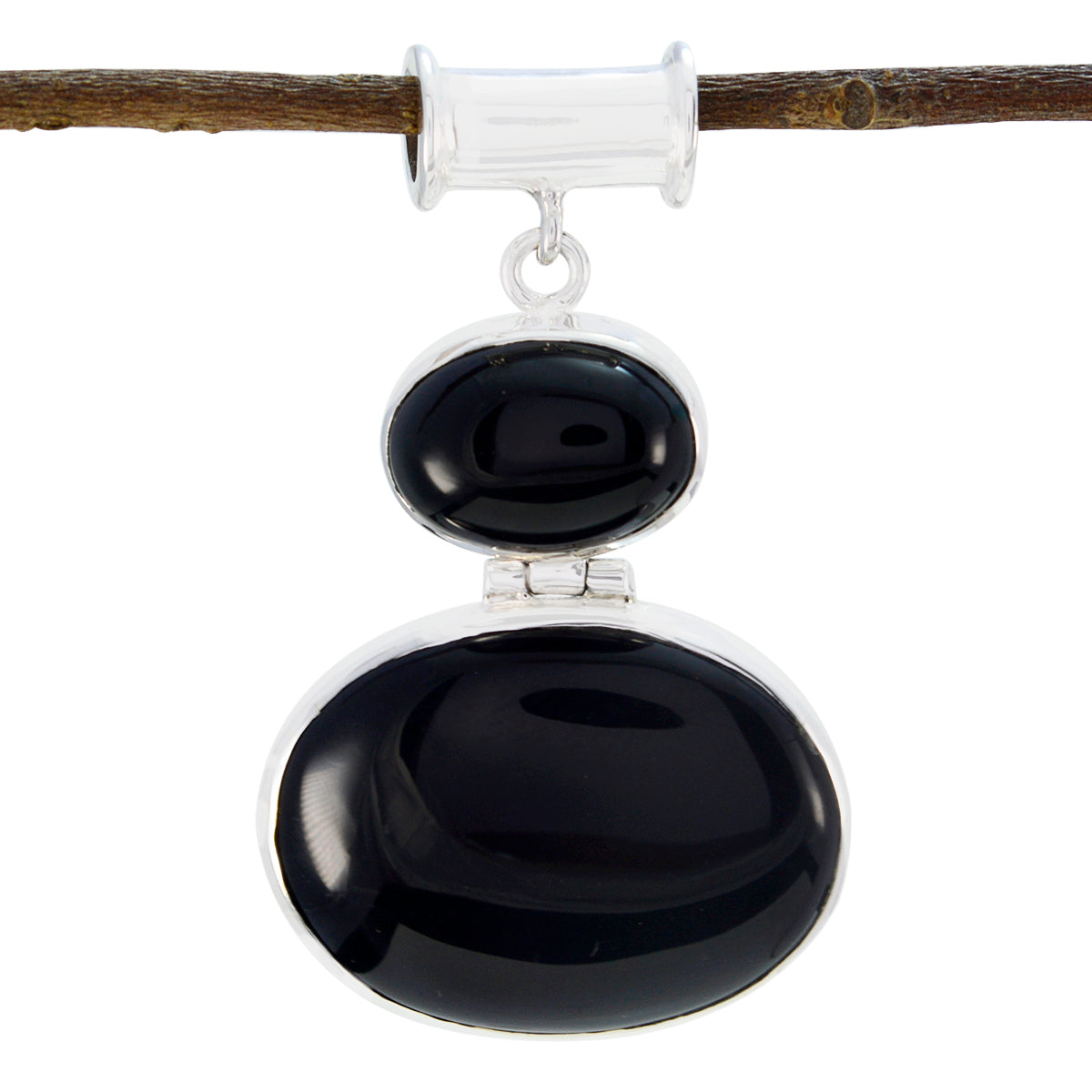 Black Onyx Statement Turkish 92.5 Silver Toi et Moi Black Pendant
