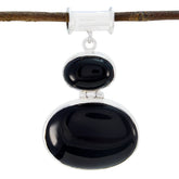 Black Onyx Statement Turkish 92.5 Silver Toi et Moi Black Pendant