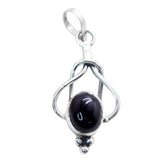 Black Onyx Dainty German 925 Silver Solitaire Black Pendant