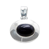 Black Onyx Classic Italian 925 Silver Solitaire Black Pendant
