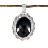 Black Onyx Chunky Latin American 925 Silver Solitaire Black Pendant