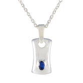 Blue Sapphire Whisper-thin Italian Silver Solitaire Blue Pendant