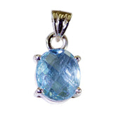 Blue Topaz Dainty Latin American 92.5 Silver Solitaire Blue Pendant