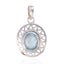 Blue Topaz Eye-catching French Silver Solitaire Blue Pendant